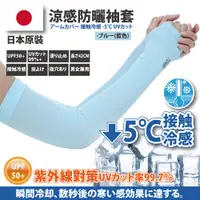 在飛比找PChome24h購物優惠-日本原裝-紫外線對策接觸冷感速降5℃防曬涼爽成人指孔袖套-成