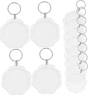 [Yardenfun] 100pcs Flower Shaped Acrylic Photo Frame Keychain Blanks Durable Key Ring for Custom Photos for and Decorations