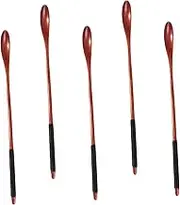 UTHCLO 5pcs Wooden Stirring Spoons Long Handle Honey Mixing Spoons for Syrups Jam and Viscous Liquids Present for Friends and Family