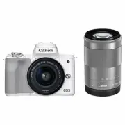Canon Mirrorless DSLR Camera EOS Kiss M2 White Double Zoom Kit w/ Tracking NEW