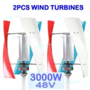 2X 3000W Vertical Wind Turbine 3 Phase Permanent Magnet Generator 48V Controller