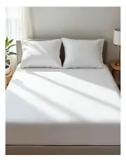 [Royal Comfort] 1500TC Cotton Rich Double Fitted Sheet 3 Piece Set in White