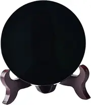 GLEAVI 1Set Obsidian Scrying Mirror with Stand Black Decorative Mirror for Home Decor Meditation Divination Feng Shui Unique Loved Ones Stand Color