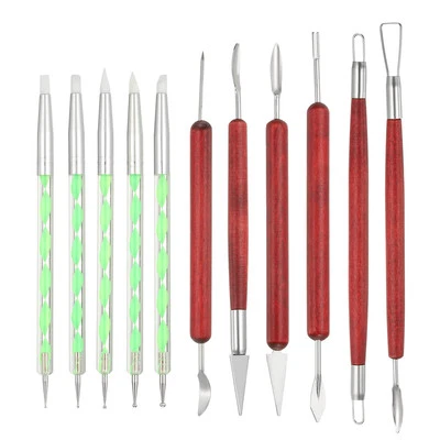 11 Pcs Silicone Clay Sculpting Tool Kit, Polymer Clay Tools Set, Green