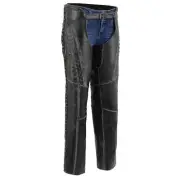 Milwaukee Leather Premium Black Leather Motorcycle Chaps for Women w/ Rubbed