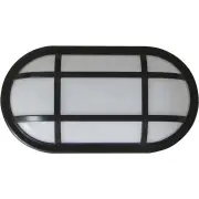 Bulkhead Wall Light Lamp 20W Oval Black 3000K IP65 Optional Cage 1600LM