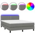 Box Spring Bed with Mattress & LED Dark Grey 137x187 cm Double Size Fabric vidaX