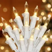 Clear Christmas Lights Set,2Pack 50Count 13Feet Incandescent Bulb Mini String Li