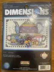 Dimensions Teatime Pansies Debbie Mumm Counted Cross Stitch Kit NEW 6877