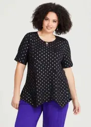 Taking Shape Plus Size 18 ts Top Tunic Black Shimmer Stretch Viscose Party R$120
