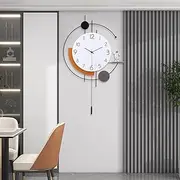 EMITDOOG Large Wall Clock for Living Room Decor Modern Decorative Wall Clock Non Ticking Pendulum Wall Clocks for Bedroom Office Kitchen Silent Big Wall Clock with 1 Ornament 19.6 * 33.4 Inch Black