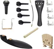 SHANGLIN 15pcs 4/4 Violin Fiddle Parts Accessories Including Tailpiece + Tail Gut + End Button + Chin Rest + Chin Rest Screw + Soundpost + Bridge + 4pcs Tuning Pegs + 4pcs Fine Tuners