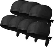[Luxshiny] 7-Piece Chef Hat Set Soft Comfortable Kitchen Cooking Hat Elastic Cotton Washable for Men Women Black
