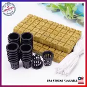 Indoor Hydroponic Grow Kit: 100 Rockwool Cubes, 50 Net Pots, 50 Cotton Cords ✅