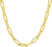 [SHMAZ] Stainless Steel Necklaces Paperclip Link Chain Light Gold Color Necklace For Women