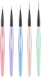 Rolabling 5PCS Nail Art Liner Brushes Set for Gel Polish Professional Fine Detail Brush (7/9/11/15/20mm) for Long Lines Thin Striping Nail Design Ideal Gift for Women & Nail Artists