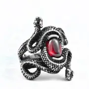 Retro Titanium Snake With Zirconia Ring Stainless Steel Sophisticated Ornament