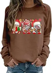 [Generic] Women Merry Christmas Sweatshirts Cute Gnomes Santa Sweatshirt For Teen Girls Fashion Winter Crewneck Xmas Pullover