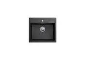 CARYSIL Waltz Granite Kitchen Sink - 560 x 510mm Single Bowl - Deep Black - Top/Under Mount