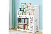 Keezi 4 Tiers Kids Bookshelf Storage Children Bookcase Toy Organiser Display