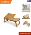 Serving Tray Bed Table with Handles&Folding Legs Foldable Bamboo Laptop Bed D...