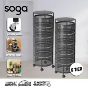 SOGA 2X 5 Tier Steel Round Rotating Cart Multi-Functional Shelves Organizer