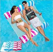 YELINTIAN 2 Pack Ultra-Comfort Pool Floaties for Adults - Duty 4-in-1 Multi-Use Inflatable Rafts with Quick-Dry Mesh Bottom, Portable Floating Lounge for Pool, Lake & Beach Vacations