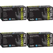 400pc Saniflex Saniflex Heavy Duty Nitrile Gloves Black M cleaning Work PPE