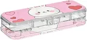 Yoogain Cartoon Rabbit Clear Pencil Box Plastic 2 Layer Pens Case Hard For Kids With Lid