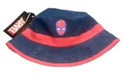 Spider-Man Marvel Bucket Hat Kids Reversible Denim & Salmon Pink Spidey One Size