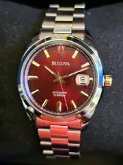 Bulova Red Dial Sapphire Crystal Automatic Surveyor Men's Watch 98B422