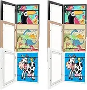 Magnetic Picture Frame,Kids Art Photo Frames Hold 150x Pictures,Magnetic Sign Holder 8.5 X 11 Wooden Artwork Print Poster Display(3/6/9 PCS) (White+Black+Brown, 6 Pack)