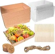 MOLDTAS 30Pack 7x5 Inches Charcuterie Boxes with Clear Lids Kraft Paper Bakery Dessert Sandwich Box Disposable Food Take Out Containers for Strawberry Dessert Cheese Cake Sandwich Brown (Style 2)