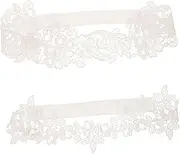 [WESIEVYA] 2pcs Lace Elastic Leg Wedding Leg Garters Wedding Bride Leg Garters for Garters for Bride Accessory Leg Decoration Bridal Belts White