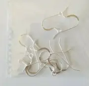 Sterling Silver Ear Wire - 14mm Flat Fishhook - 5 pairs (4435)