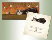 Cute Cat and Mouse Christmas Cards Boxed Greeting Cards Set of 14