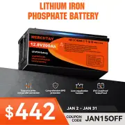 12V 200Ah Lithium Battery Iron LiFePO4 Phosphate BMS Rechargeable Solar Camping