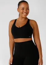 [Lorna Jane] Curve Control Moulded Sports Bra in Black, Size - XL XL Black