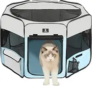 X-ZONE PET Portable Foldable Pet Dog Cat Playpen Crates Kennel/Premium 600D Oxford Cloth,Removable Zipper Top, Indoor and Outdoor Use (Small, Blue)