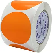 [ChromaLabel] 3 inch Color-Code Dot Labels | 500/Roll 3" Diameter Orange