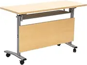 YVYKFZD Folding Conference Table, Flip Top Mobile Meeting Tables, Open Training Table with Caster Wheels and Baffle, Portable Conference Room Table, for Study Working(Maple 1Pcs,47.2"x15.7"x29.5")
