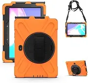 Samsung Galaxy Tab Active PRO 10.1 and Active4 PRO Heavy Duty Rugged Case - Shockproof Drop Protection With 360 Stand, Hand Strap & Shoulder Strap for SM-T540/T547/T630/T638 (Orange)