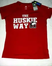 NWT Women Adidas Climalite Red Short Sleeved Shirt Med NIU