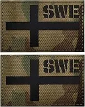 2 Pack Sweden Flag IR Infrared Reflective Patch, Swedish National DIY Tactical Military Morale Emblem Armband Badges Decorative Appliques with Hook and Loop Fastener Backing