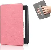 Reelau Case Compatible with 2022/2024 Kindle 11th Generation 6 inch w/Hand Strap, PU Leather Kindle Case 6" for Kindle 2024/2022 11th Gen Model C2V2L3 [Auto Wake Up/Sleeping] [Hand Loop] (Pink)