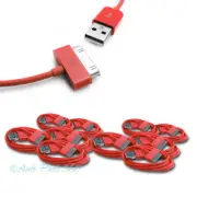 10X 10FT 30-PIN USB SYNC DATA POWER CHARGER RED CABLE IPHONE IPOD TOUCH IPAD