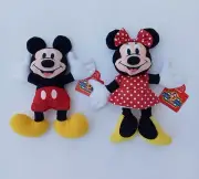 Vintage Disney Mickey and Minnie 7" Beanbag Toys with Applause Tag