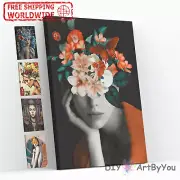 Paint By Numbers Kit Woman Flowers Abstract Painting Decor Framed DIY Home Draw