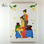 泰國手工藝品 蘭納風格手繪畫 東南亞風格壁飾墻飾客廳衛生間掛畫