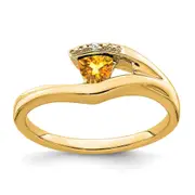14K Yellow Gold Trillion Citrine and Real Diamond Ring
